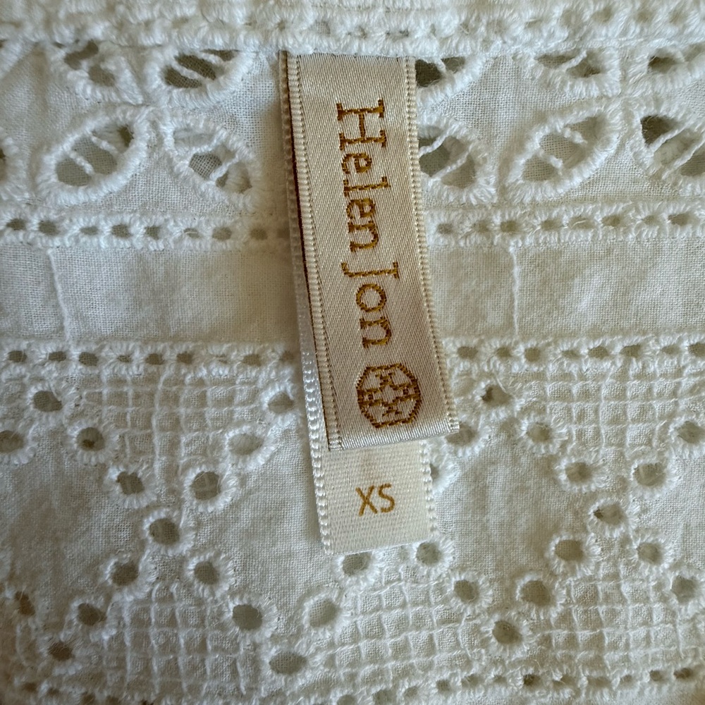 Helen Jon Eyelet Embroidered Tunic Beach Swimsuit Cover-Up With Pockets Size XS - Picture 8 of 10